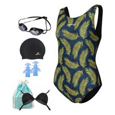 aquatica 女款室內泳裝 AQA1475 + 選手級泳鏡 + 泳帽 + 矽膠耳塞 + 襯墊 + 透明袋組合