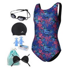 aquatica 女性室內泳衣 AQA1476 + 專業泳鏡 + 泳帽 + 矽膠耳塞 + 內襯胸墊 + 透明收納袋組合