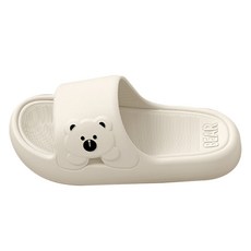 데이소이 귀여운 사이드 곰돌이 미끄럼방지 다용도 욕실화, 화이트, 1개