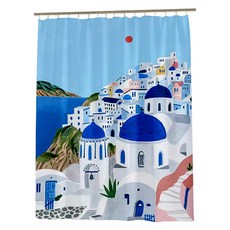 Maket Gamseong 地中海風景浴室浴簾, 1個, 款式 10