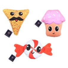 DING DONG PET 狗狗微笑甜點啾啾玩具3件組, 1套, 混和色