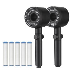 Winprice Dynamic 5段過濾蓮蓬頭 2p + 專用濾芯 5p 組, 1套, 黑色(蓮蓬頭), 白色(濾芯)