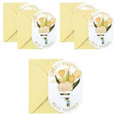 Maket Gamseong 祝賀感謝花卉裝飾卡片, 5個, 黃色