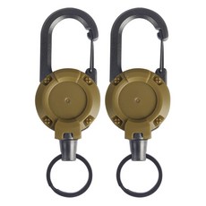 브링엔 캠핑 등산 낚시 도난 분실 방지 와이어 키링, 카키, 1단, 2개