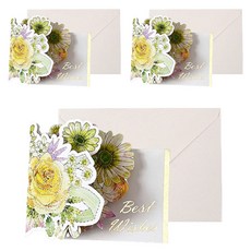 Maket Gamseong 水彩花卉問候卡, 3個, 黃色