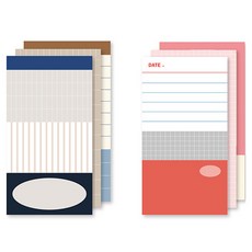 모노라이크 트리플 메모패드 플랜 80 x 148 mm 2종 A세트, NAVY, RED, 1세트
