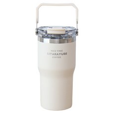 Sitarayuri T40方形提把直飲吸管兩用保溫杯, 白色, 1個, 600ml