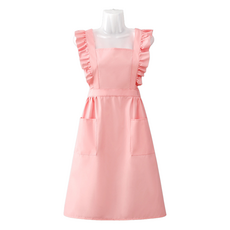 特別小店 可愛荷葉邊多功能防水圍裙, 粉紅色