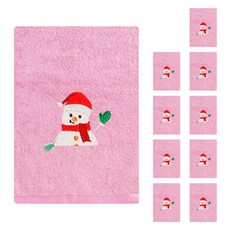 송월타월 크리스마스 점프 세면타올 130g 30수 면사, 분홍, 10개