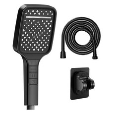 多功能增壓淋浴蓮蓬頭套組, 1組, 黑色