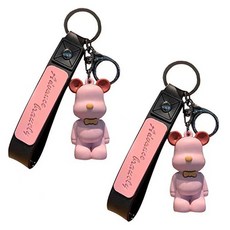歐威利 小熊字母情侶鑰匙圈 鑰匙環 TSP1544, 粉紅色, 2個