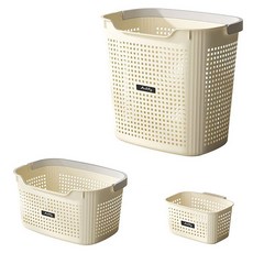 Anlily Pianist多用途塑膠浴室籃3件組, 奶油色