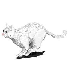 奔跑的全白貓咪積木 M 大型, 1個, 混合色