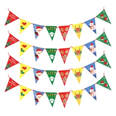 스투피드 크리스마스 종이 큐티 가랜드, 삼각칼라풀, 4개