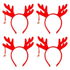 小鈴鐺魯道夫鹿角髮箍, 紅色, 4個