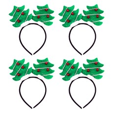 小鈴鐺聖誕樹造型髮箍, 綠色, 4個