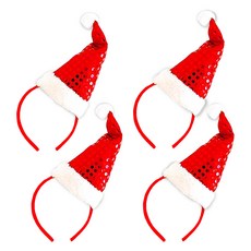 亮片聖誕帽造型髮箍, 4個, 亮片