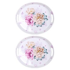 Market Pio 廚房附把手花朵橢圓托盤, 款式1, 2個