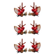 魯道夫馴鹿髮夾 2入, 松果, 3組