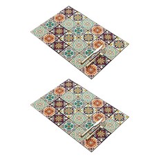 위드윈 오리엔탈 드라잉 식기 식탁 매트, 오렌지, 40 x 30 cm, 2개