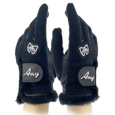 ANYGOLF 女性用皮革冬季高爾夫手套 雙手用, 黑色, 1個