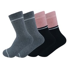 튀랑 여성용 쿠션 데일리 중목 양말 4족, CHARCOAL + BLACK, 1세트