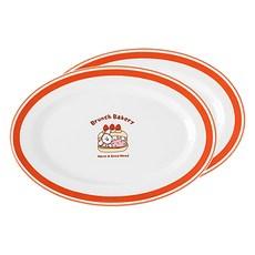 브런치브라더 로마네 세라믹 오발 플레이트, 엔조이 페퍼, 2개
