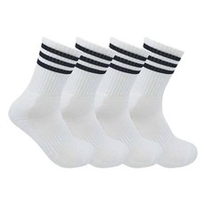 튀랑 男性用雙層緩震運動三線長筒襪 4雙, 1套, 白色