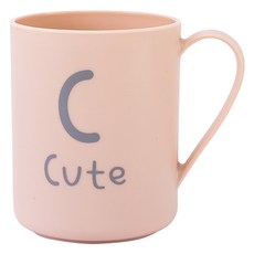 몬드스팟 이니셜 컬러 손잡이 욕실 양치컵 YY57299, 핑크, 1개