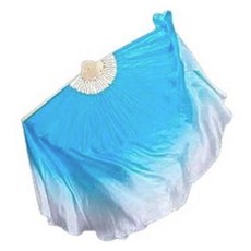 marketpia 傳統扇子舞漸層絲綢舞蹈扇 飄帶 30cm, 1個, B款