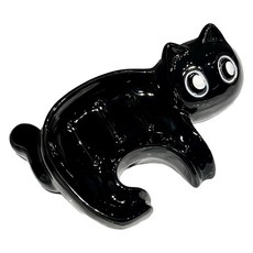 Mondspot 可愛浴室貓咪陶瓷瀝水肥皂架 RB20678, 黑色, 1個