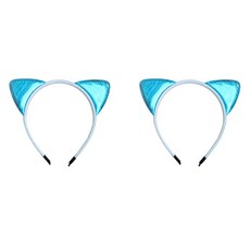 젤루나 컬러 블링미러 고양이 귀 축제 파티 놀이동산 머리띠 LH-56, 블루, 2개