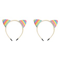 젤루나 트윙클 펄 고양이 귀 축제 파티 놀이동산 머리띠 LH-57, 믹스 D, 2개