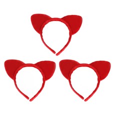 젤루나 베이직 고양이 귀 놀이동산 파티 축제 운동회 머리띠 LH-51, 레드, 3개