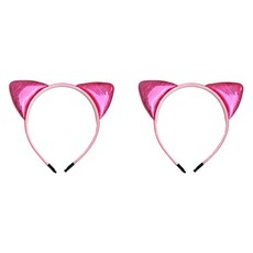 젤루나 컬러 블링미러 고양이 귀 축제 파티 놀이동산 머리띠 LH-56, 핑크, 2개