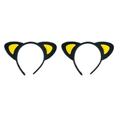 젤루나 포인트 고양이 귀 운동회 파티 놀이동산 머리띠 LH-58, 블랙 옐로우, 2개