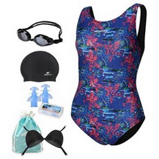 aquatica 女性室內泳衣 AQA1476 一般用泳鏡6件組 黑色 105(3XL)