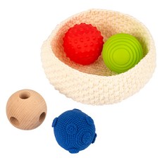 에듀코 Timeline 타임라인 촉감공 바구니, 원목, 1개