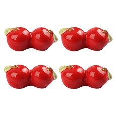 可愛櫻桃陶瓷筷架, 4個, 紅色