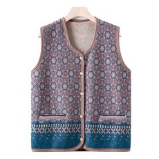 MarketA 女款冬季圖案刷毛背心