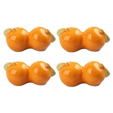 可愛櫻桃陶瓷筷架, 4個, 橘色