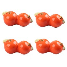 可愛櫻桃陶瓷筷架, 4個, 橘紅色