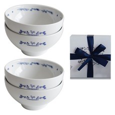 Ma Maison 藍玫瑰湯碗 300ml x 4入 + 禮物盒組, 1套, 混合顏色