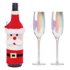 inbloom 聖誕節紅酒針織套 聖誕老人 + 全息香檳杯 270ml x 2入組, 1套