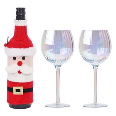 inbloom 聖誕節酒瓶針織套 聖誕老人款 + 雷射香檳杯 530ml 2入組, 1套