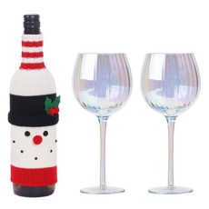 inbloom 聖誕節紅酒針織套 雪人 + 全息香檳杯 530ml 2入組, 1套