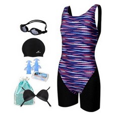 aquatica 女款室內泳裝 AQA69280 + 一般泳鏡 + 泳帽 + 矽膠耳塞 + 內襯胸墊 + 透明收納袋組合