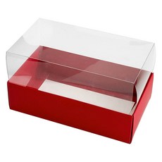 HANZPICK 透明窗餅乾包裝盒 長方形, 紅色, 10個