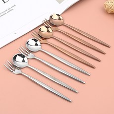 Bogen Montblanc Royal Diamant 4人餐具下午茶組 銀色 玫瑰金, 1套, 銀色茶匙 2入 + 銀色茶叉 2入 + 玫瑰金茶匙 2入 + 玫瑰金茶叉 2入