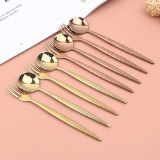 Bogen Montblanc Royal Diamant 餐具4人茶具組 金色 玫瑰金, 1套, 金色茶匙 2p + 金色茶叉 2p + 玫瑰金茶匙 2p + 玫瑰金茶叉 2p